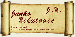 Janko Mikulović vizit kartica
